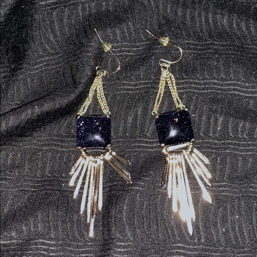 Navy blue and gold earrings